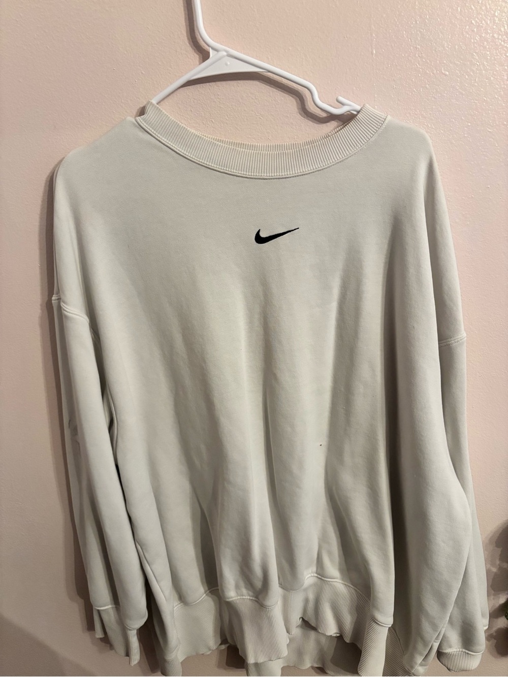 Nike Off-White Crewneck Sweatshirt with Black Swoosh - Picture 1 of 4